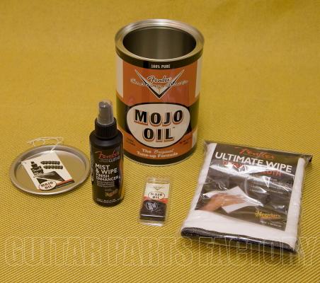 Retro Fender Guitar/Bass Custom Shop Mojo Oil Can & Goodies Polish Picks & Cloth